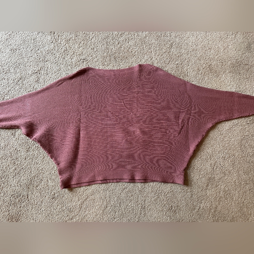 Mauve Ribbed Cowl Neck Sweater - Picture 3 of 6